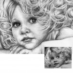 Maedchen mit Locken Kohlezeichnung Portraitzeichnung
